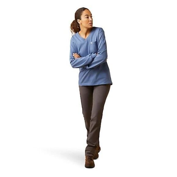 ARIAT Rebar Cotton Strong Blue T-Shirt long sleeve womens plus 3X NEW - Picture 9 of 10